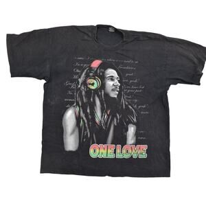 Y2K USA Made Pro Tag Men's Black T-Shirt 2XL Cotton Preowned One Love Marley
